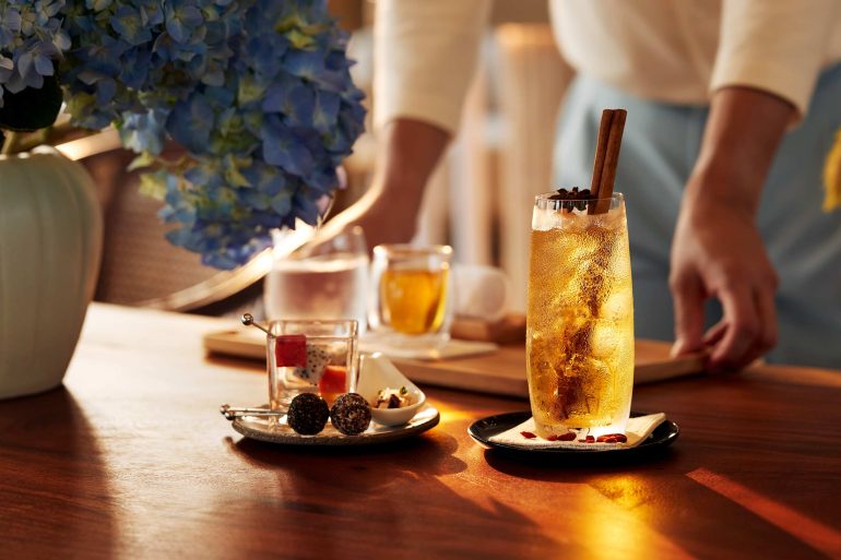 A refreshing drink is served at RAKxa, Bangkok, Thailand