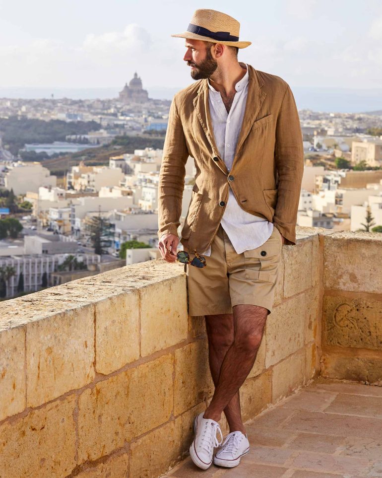 Model enjoys the view over Gozo, Malta