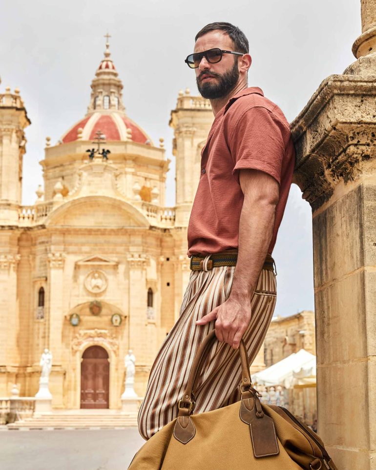 Model outside the Xaghra, Gozo, Malta