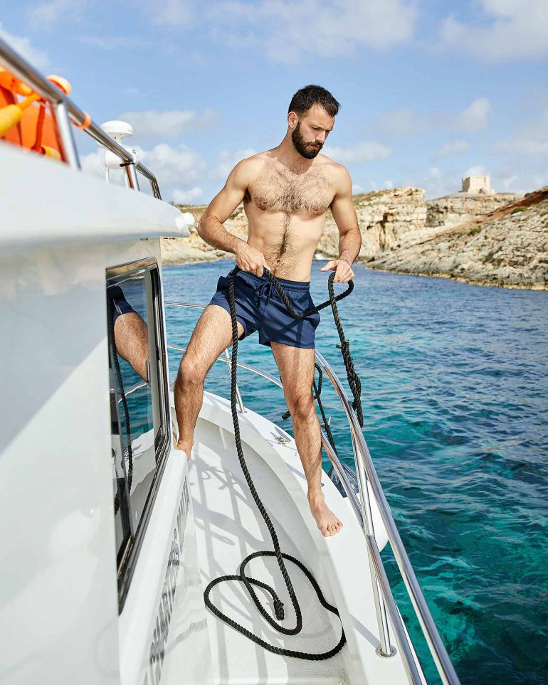 Model enjoys a yachting day in Comino, Malta