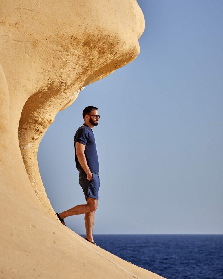 Model explores the magical landscapes of Comino, Malta