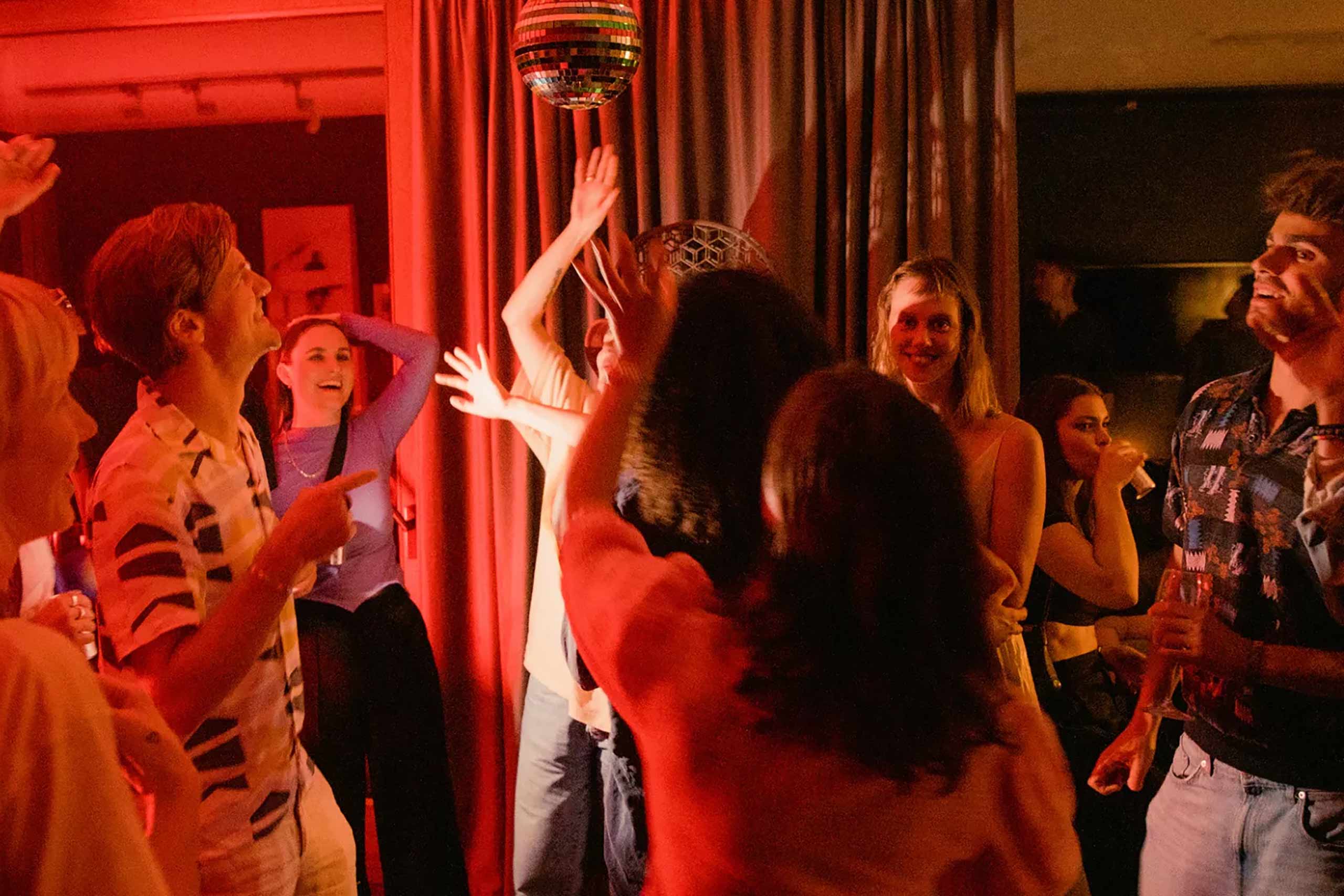 A group of people party at the Backstage Hotel, Stockholm, Sweden