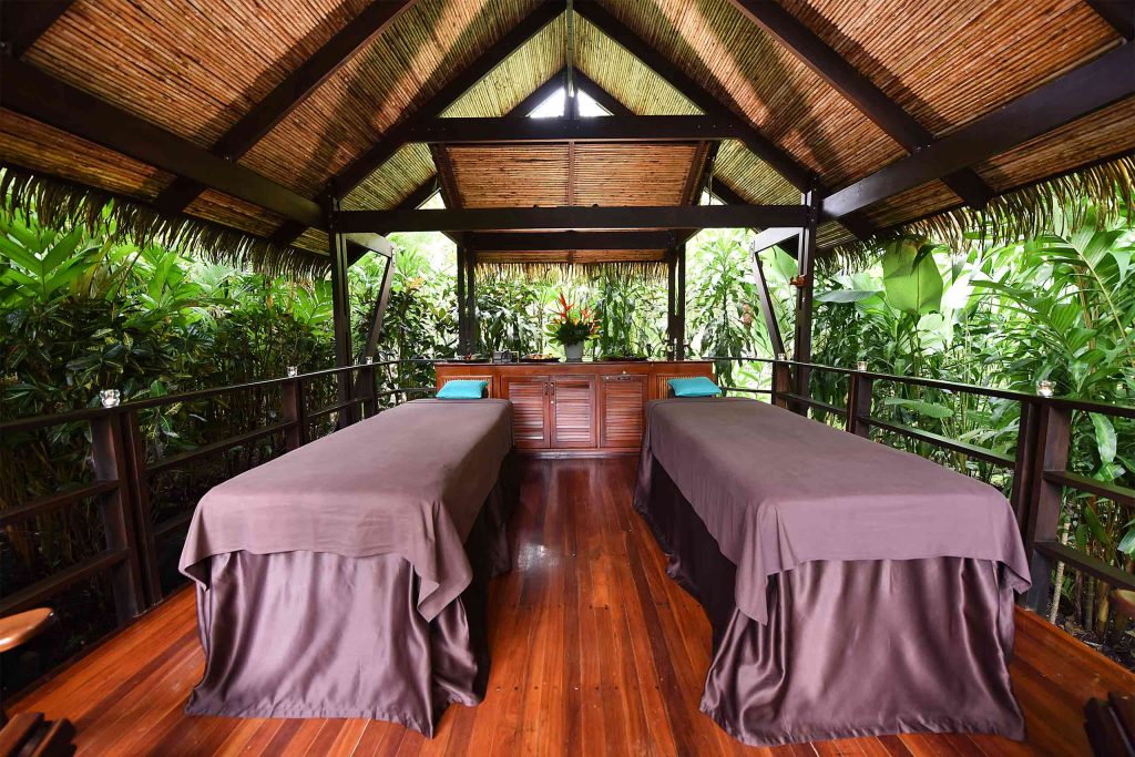 Twin massage benches at Tabacon Thermal Resort and Spa, Arenal Volcano National Park, Costa Rica