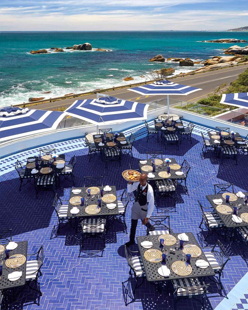 A beachside lunch set up at the Twelve Apostles Hotel and Spa, Cape Town, South Africa