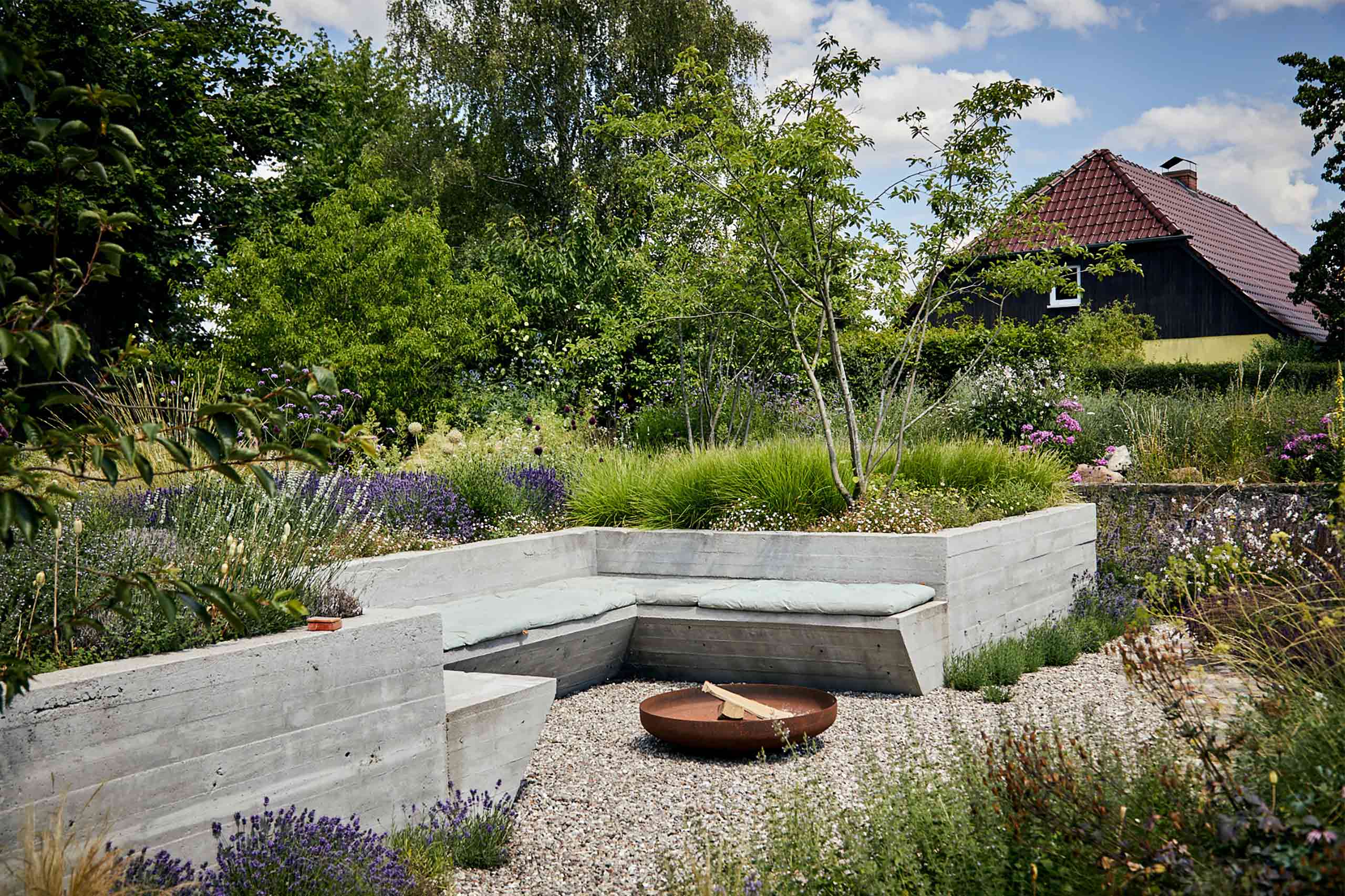 An outdoor seating area at Hof Flieht, Uckermark, Germany