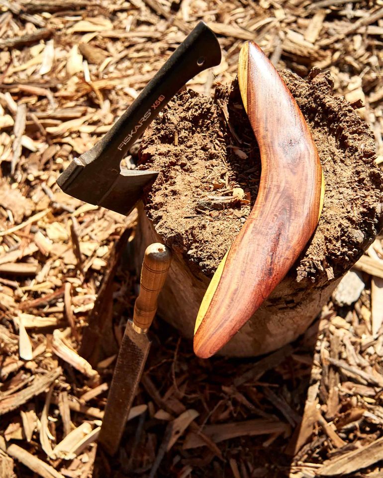 A hand-made boomerang in South Australia, Australia