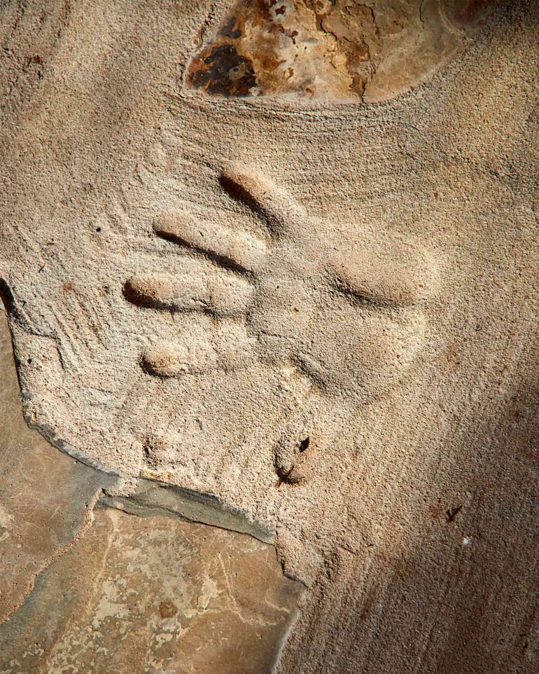 An ancient hand print in South Australia, Australia