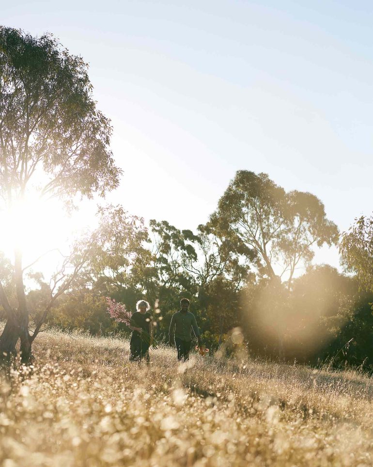 Damien Coulthard and Rebecca Sullivan in a field in South Australia, Australia