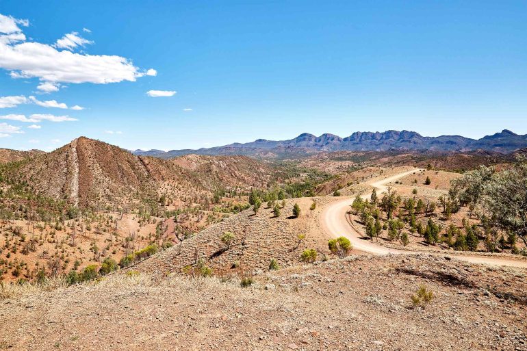 View over an arid landscape in Flinders Ranges, South Australia, Australia