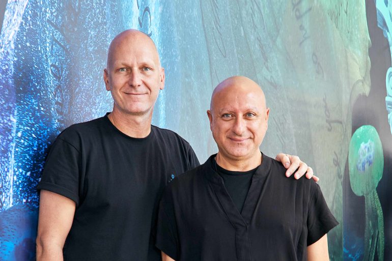 Fashion designers Charles and Ron at their store in Naxxar, Malta