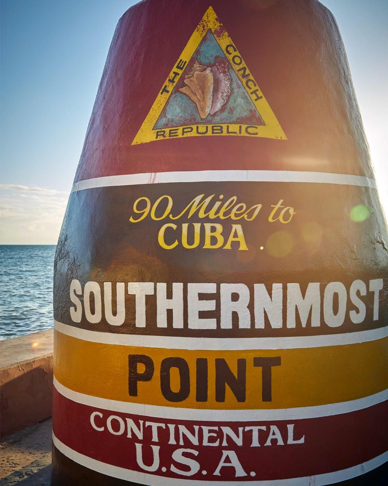 The Southernmost Point Buoy in The Florida Keys and Key West, Florida, USA