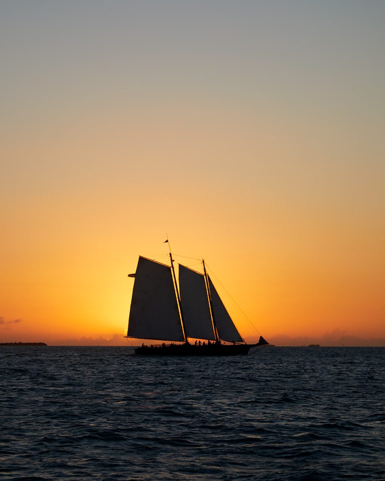 A sailing boat from afar, The Florida Keys and Key West, Florida, USA