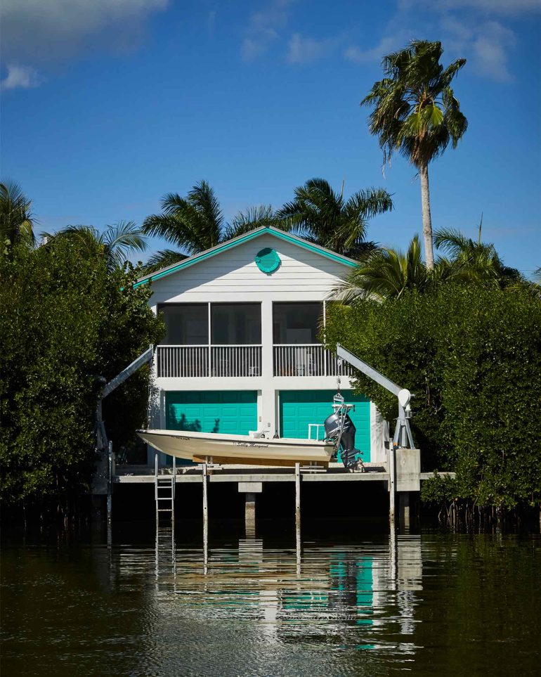 A typical waterside Keys house in The Florida Keys and Key West, Florida, USA