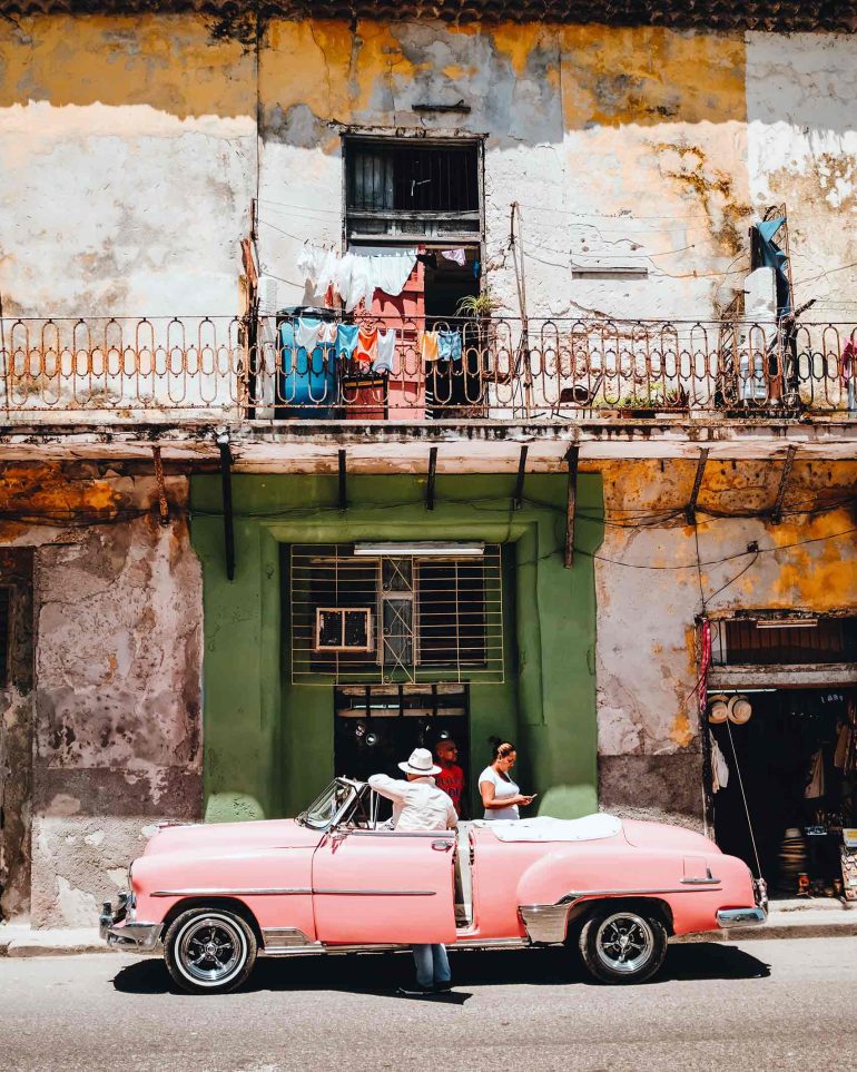 A vintage car in the streets of Cuba