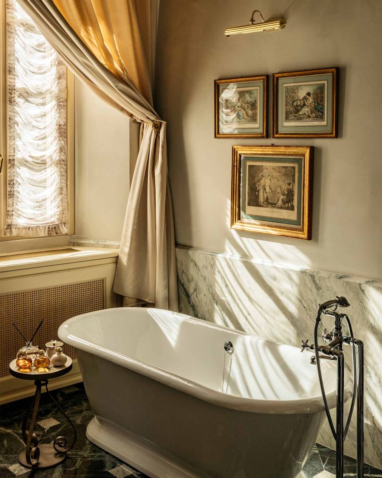 A bathtub in the morning light at Passalacqua, Lake Como, Italy