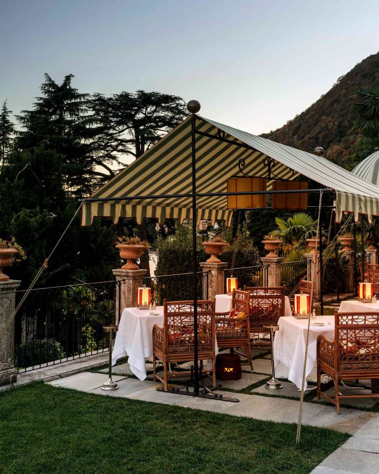Outdoor dining at Passalacqua, Lake Como, Italy