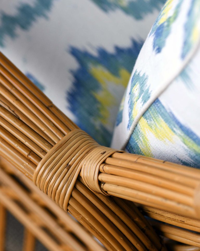 Detail of a wicker chair at the Cheval Blanc St-Barth, Isle de France, St. Barts