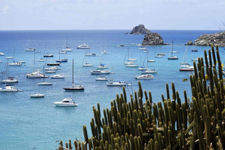 Small sailing yachts off the coast of St. Barts