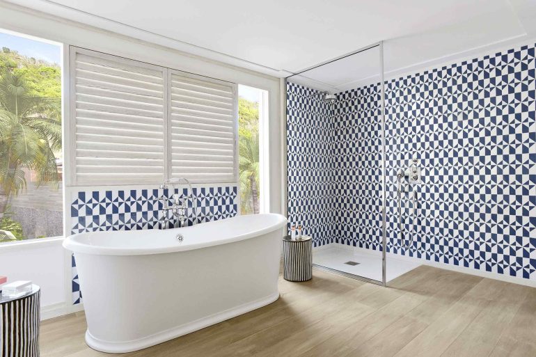 A bathroom at the Cheval Blanc St-Barth, Isle de France, St. Barts