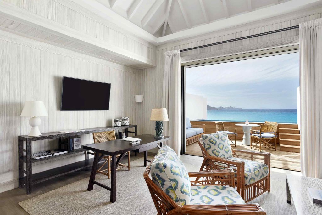 French West Indies style-interior at the Cheval Blanc St-Barth, Isle de France, St. Barts