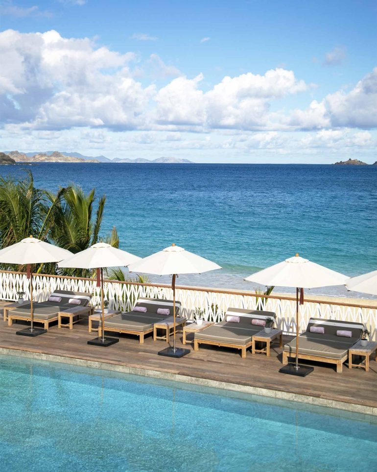 The main pool at the Cheval Blanc St-Barth, Isle de France, St. Barts