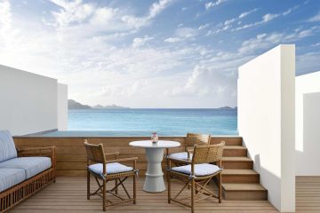 Private terrace part of a suite at the Cheval Blanc St-Barth, Isle de France, St. Barts