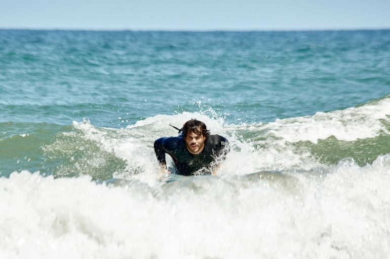 Model Nathan McGuire surfing, South Australia menswear editorial, Australia