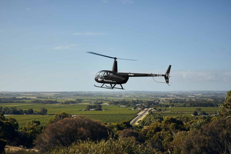 A helicopter by Helivista, South Australia menswear editorial, Australia