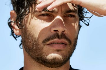 Close-up of model Nathan McGuire, South Australia menswear editorial, Australia