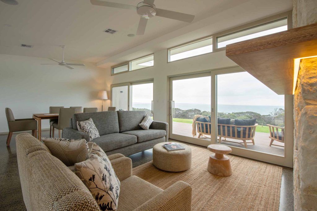 Cosy lounge area with views of Kangaroo Island and the ocean