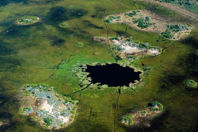 Aerial view of the Moremi Game Reserve, Botswana