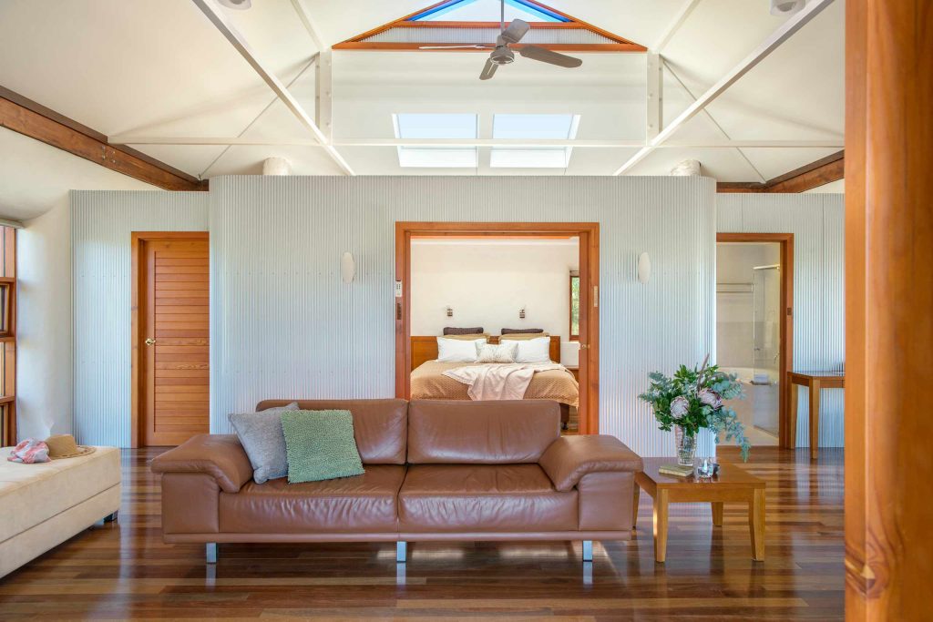 A bright and earthy lounge area at Rawnsley Park Station, Flinders Ranges, Australia