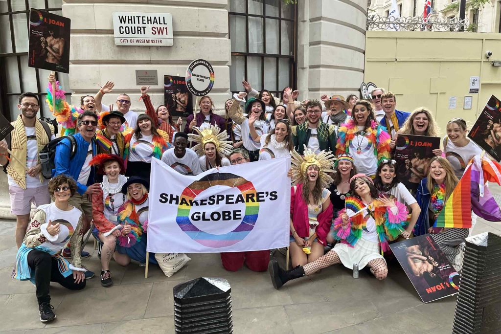 The staff of Shakespeare's Globe at Pride in London, United Kingdom