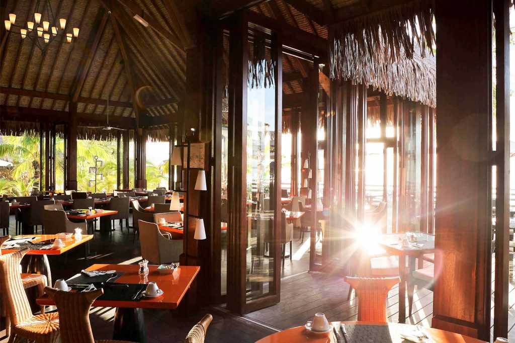 A restaurant at the Sofitel Kia Ora Moorea Beach Resort, The Islands of Tahiti, French Polynesia