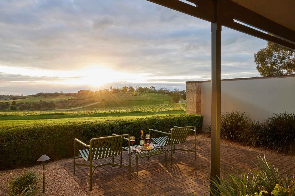 Outdoor seating are with stunning views of the Barossa Valley