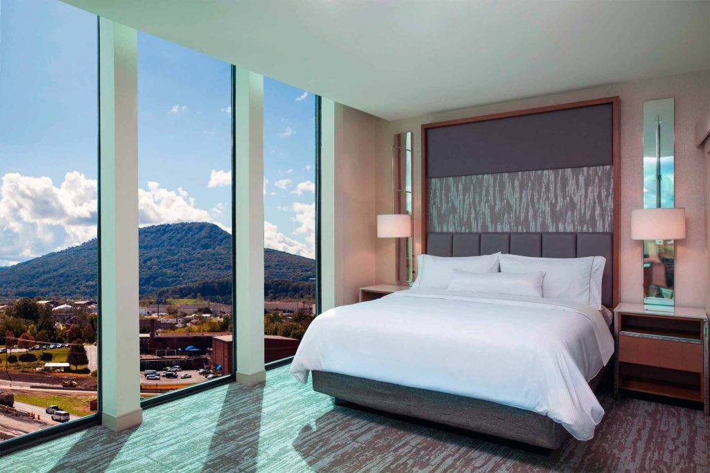 Bedroom with a view at The Westin Chattanooga, Chattanooga, Tennessee, USA