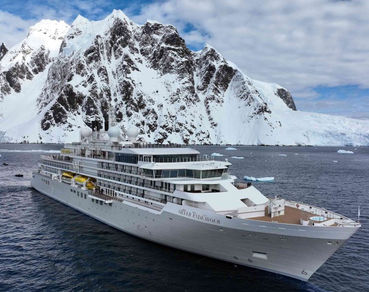 Exterior view of the Silver Endeavour by Silversea, Antarctica
