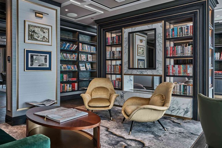 The Library aboard Silver Endeavour by Silversea, Antarctica