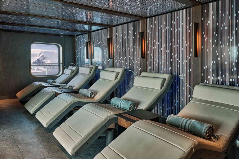 Relaxation area in the Otium Spa aboard Silver Endeavour by Silversea, Antarctica