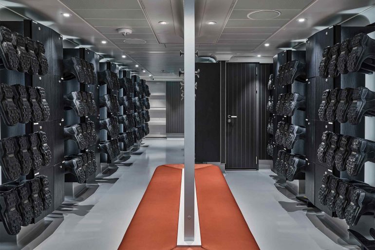 The mud room aboard Silver Endeavour by Silversea, Antarctica
