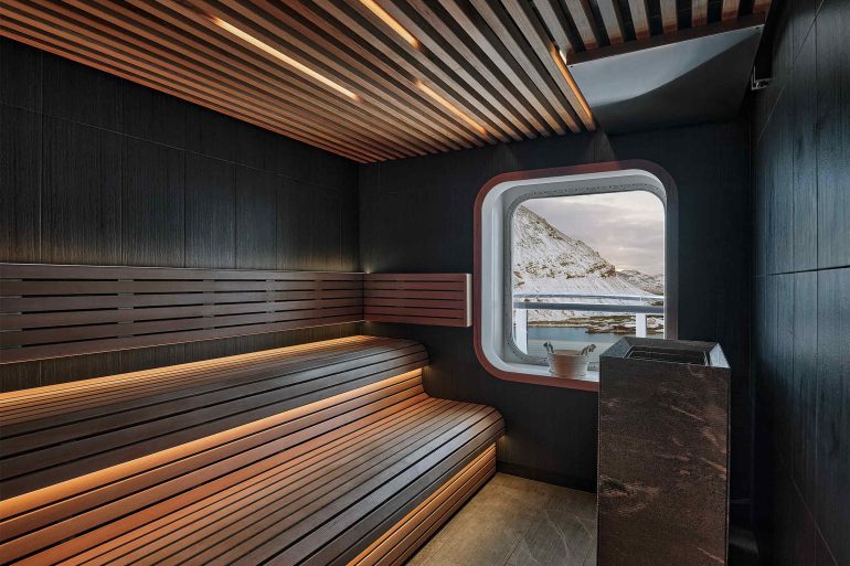Sauna at the Otium Spa aboard Silver Endeavour by Silversea, Antarctica