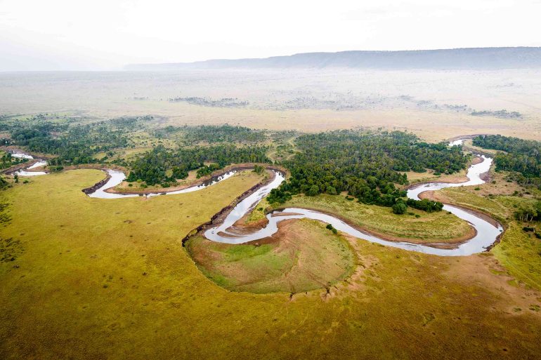 The Mara River snakes its way through the Masai Mara, Kenya