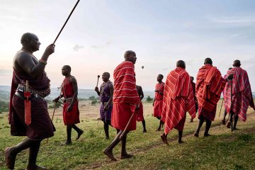 Local tribesmen in the Masai Mara, Kenya
