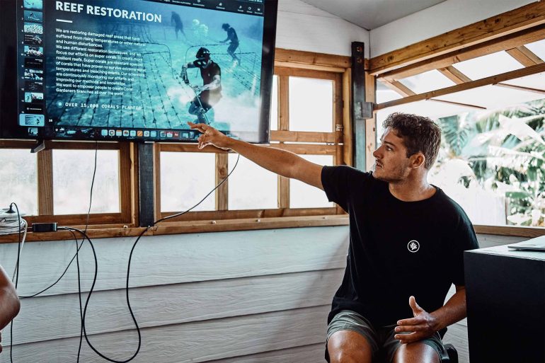 A reef restoration program in The Islands of Tahiti, French Polynesia