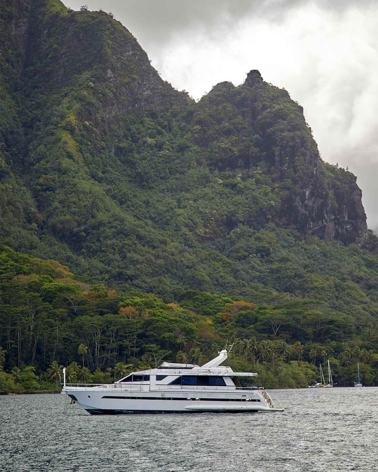 A small yacht in The Islands of Tahiti, French Polynesia