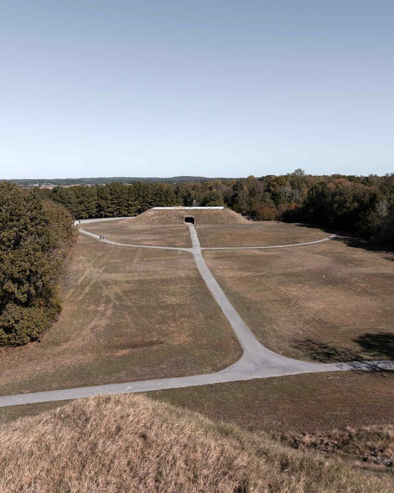 Aerial view of Pinson Mounds on the Trail of tears, Tennessee, USA