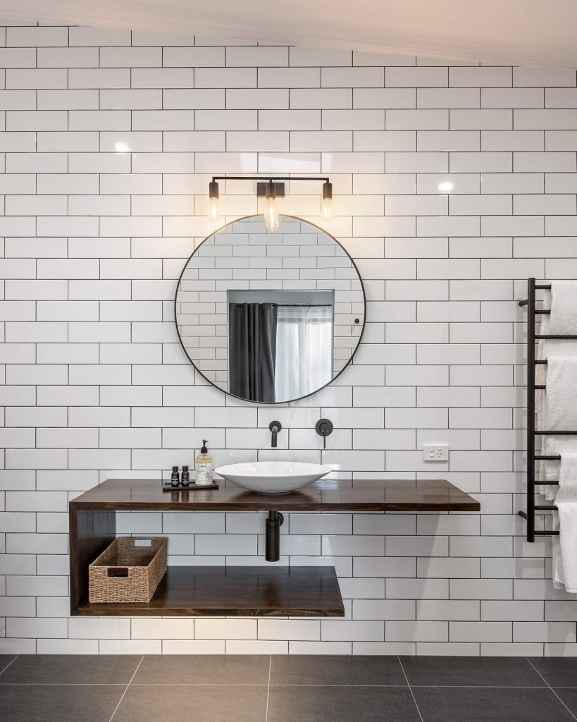 Tiled bathroom at Weemilah Luxury Retreat, McLaren Vale, Australia