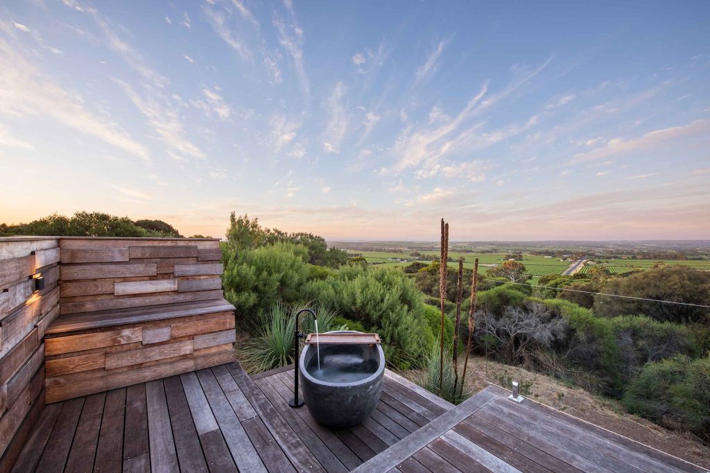 Outdoor bath with spellbinding vistas of the McLaren Vale