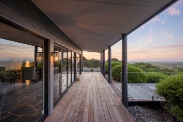 External view of Weemilah Luxury Retreat at sunset