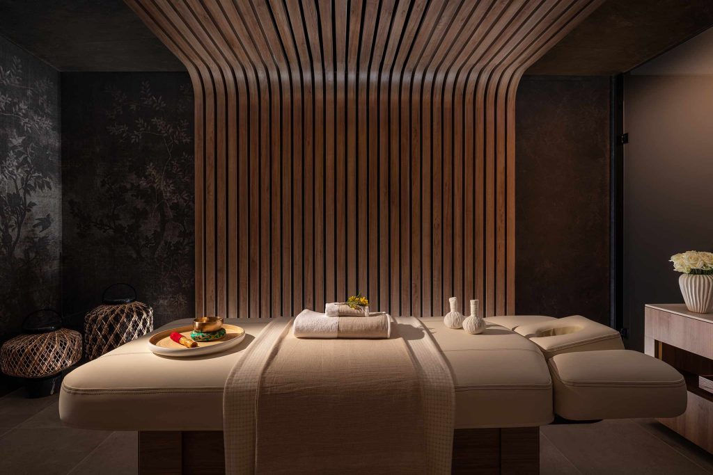 A massage table in the spa at the Anantara Plaza Nice Hotel, Nice, France